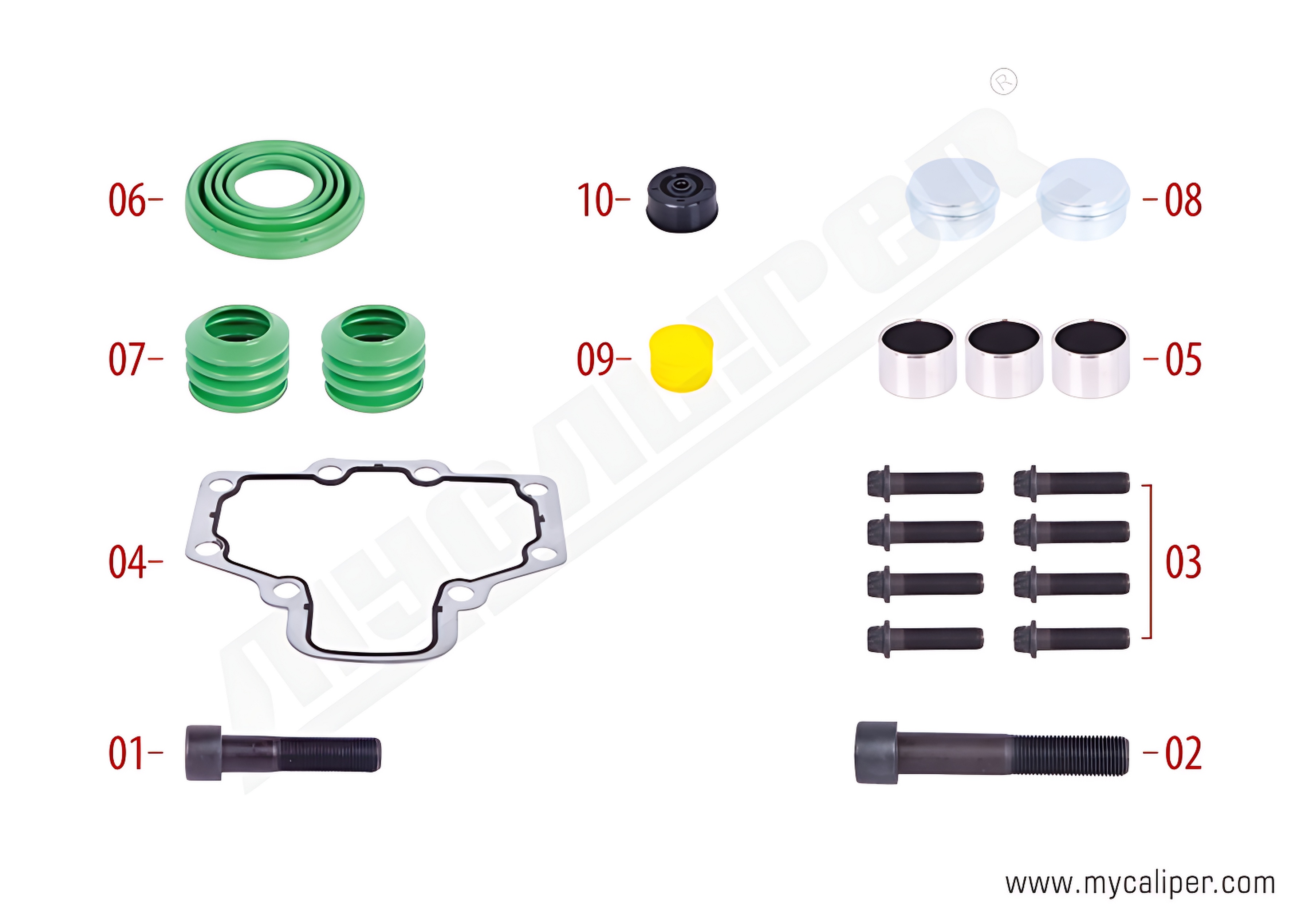 Caliper Bolts, Seals & Gasket Repair Kit