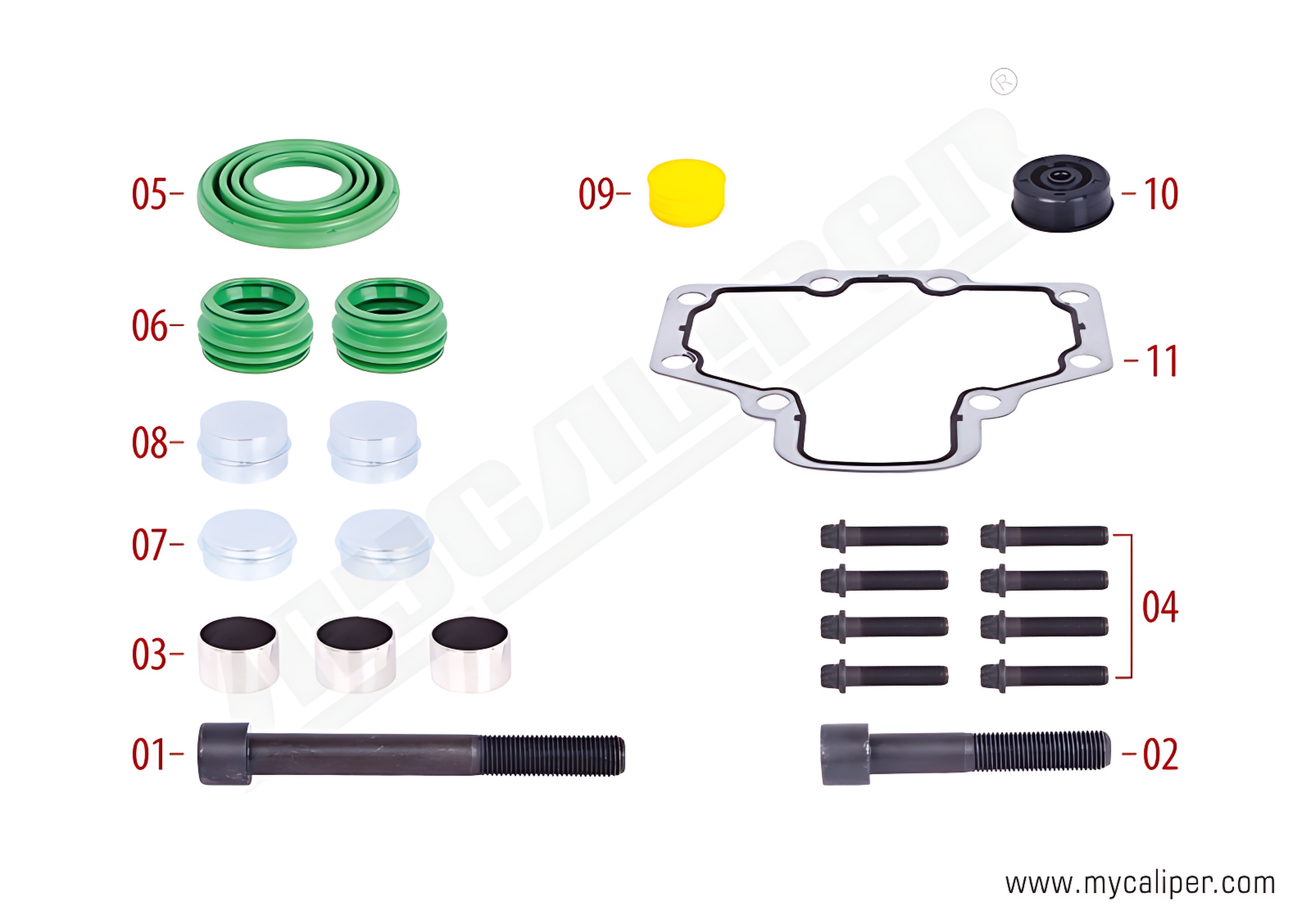 Caliper Bolts, Seals & Gasket Repair Kit