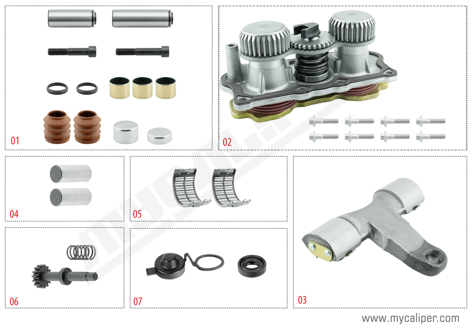 Caliper Complete Repair Kit (Rear / Right)