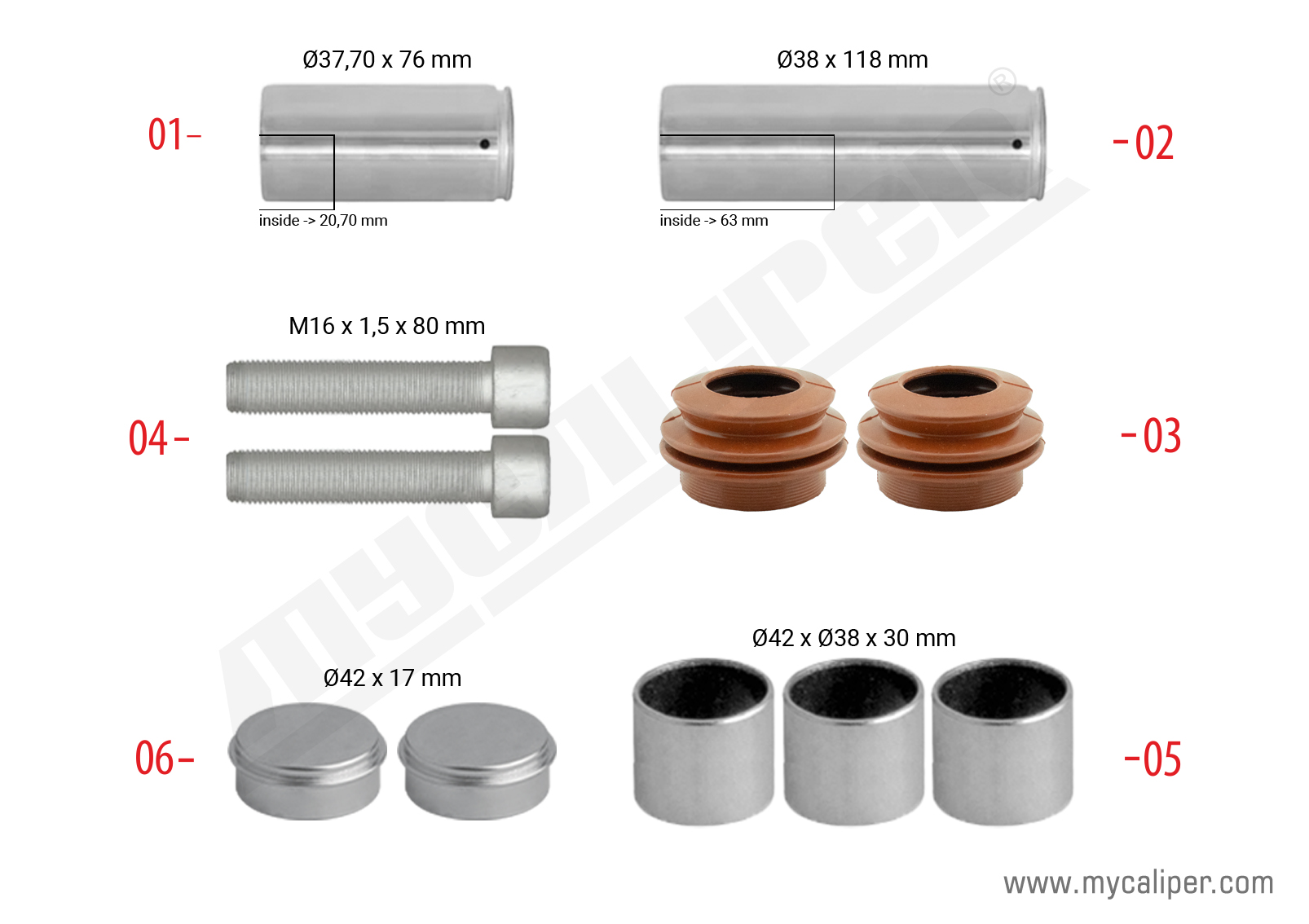 Caliper Guides & Seals Repair Kit